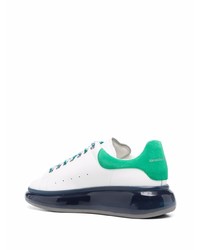 Baskets basses en cuir blanc et vert Alexander McQueen