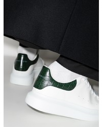 Baskets basses en cuir blanc et vert Alexander McQueen