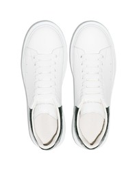 Baskets basses en cuir blanc et vert Alexander McQueen