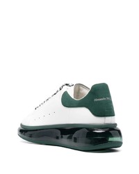 Baskets basses en cuir blanc et vert Alexander McQueen