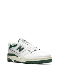 Baskets basses en cuir blanc et vert New Balance