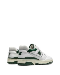 Baskets basses en cuir blanc et vert New Balance