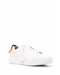 Baskets basses en cuir blanc et vert Buscemi