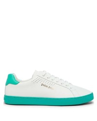 Baskets basses en cuir blanc et vert Palm Angels