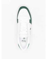 Baskets basses en cuir blanc et vert Polo Ralph Lauren