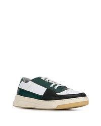 Baskets basses en cuir blanc et vert Acne Studios