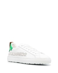 Baskets basses en cuir blanc et vert DSQUARED2