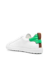 Baskets basses en cuir blanc et vert DSQUARED2