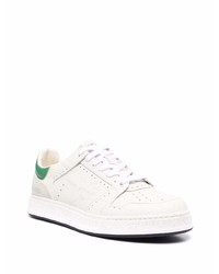 Baskets basses en cuir blanc et vert Premiata