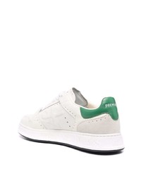 Baskets basses en cuir blanc et vert Premiata