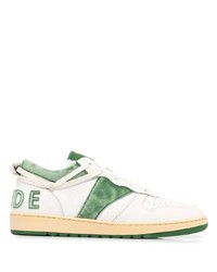 Baskets basses en cuir blanc et vert Rhude