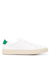 Baskets basses en cuir blanc et vert Scarosso