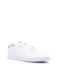 Baskets basses en cuir blanc et vert Puma