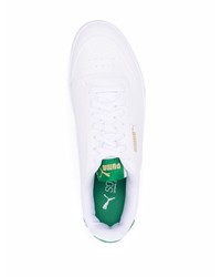 Baskets basses en cuir blanc et vert Puma