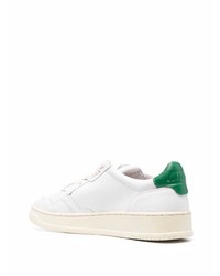 Baskets basses en cuir blanc et vert AUTRY