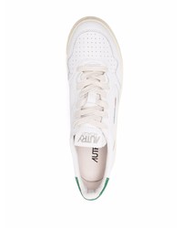 Baskets basses en cuir blanc et vert AUTRY