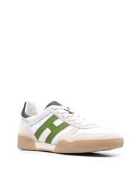 Baskets basses en cuir blanc et vert Hogan