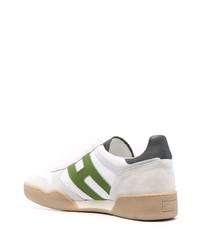 Baskets basses en cuir blanc et vert Hogan