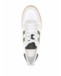 Baskets basses en cuir blanc et vert Hogan