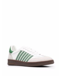 Baskets basses en cuir blanc et vert DSQUARED2