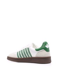 Baskets basses en cuir blanc et vert DSQUARED2