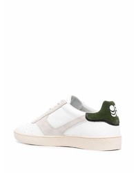 Baskets basses en cuir blanc et vert Pantofola D'oro