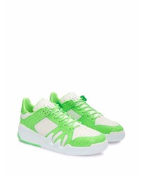 Baskets basses en cuir blanc et vert Giuseppe Zanotti