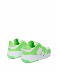 Baskets basses en cuir blanc et vert Giuseppe Zanotti