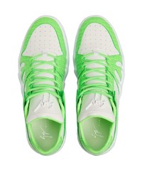 Baskets basses en cuir blanc et vert Giuseppe Zanotti