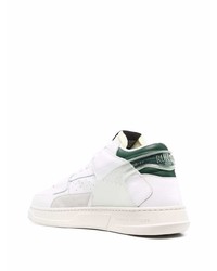 Baskets basses en cuir blanc et vert RUN OF