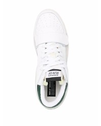 Baskets basses en cuir blanc et vert RUN OF