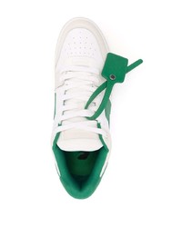 Baskets basses en cuir blanc et vert Off-White