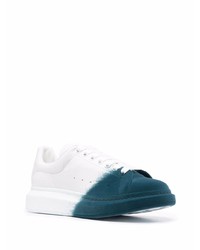 Baskets basses en cuir blanc et vert Alexander McQueen