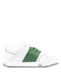 Baskets basses en cuir blanc et vert Valentino Garavani