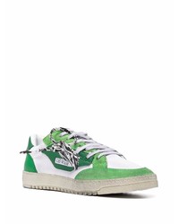 Baskets basses en cuir blanc et vert Off-White