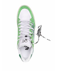 Baskets basses en cuir blanc et vert Off-White