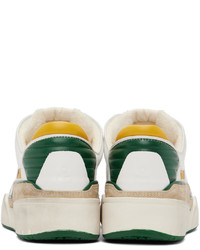 Baskets basses en cuir blanc et vert Isabel Marant