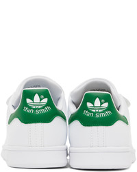 Baskets basses en cuir blanc et vert adidas Originals