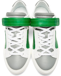 Baskets basses en cuir blanc et vert Pierre Hardy