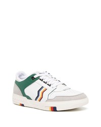 Baskets basses en cuir blanc et vert Missoni