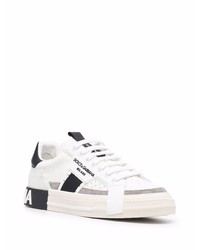 Baskets basses en cuir blanches et noires Dolce & Gabbana