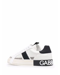 Baskets basses en cuir blanches et noires Dolce & Gabbana