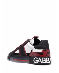 Baskets basses en cuir blanches et noires Dolce & Gabbana