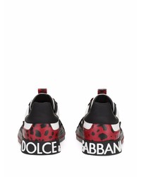 Baskets basses en cuir blanches et noires Dolce & Gabbana