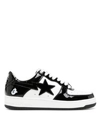 Baskets basses en cuir blanches et noires A Bathing Ape