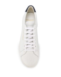 Baskets basses en cuir blanches et noires Saint Laurent