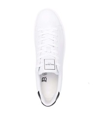 Baskets basses en cuir blanches et noires Balmain