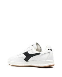 Baskets basses en cuir blanches et noires Diadora