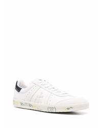 Baskets basses en cuir blanches et noires Premiata