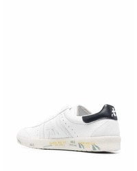 Baskets basses en cuir blanches et noires Premiata